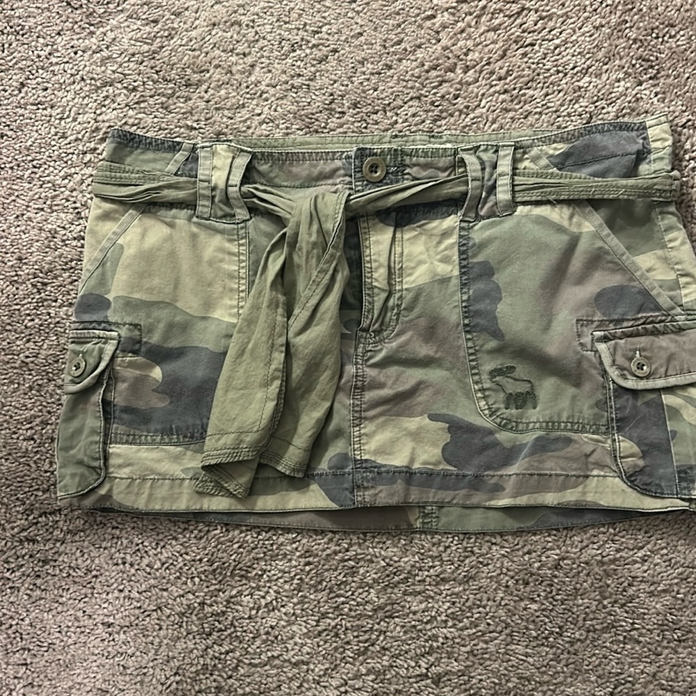 Abercrombie and Fitch military camouflage print mini skirt.